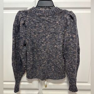 Madewell Pleat Shoulder Marled Indigo Blue Long Sleeve Sweater Women’s Size S